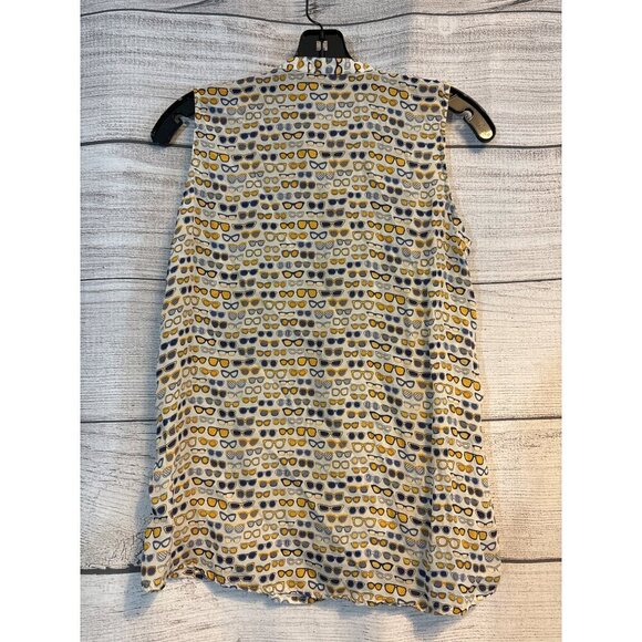 APNY Sleeveless Button-Up Blouse With Sunglasses Print Size S - Picture 3 of 3